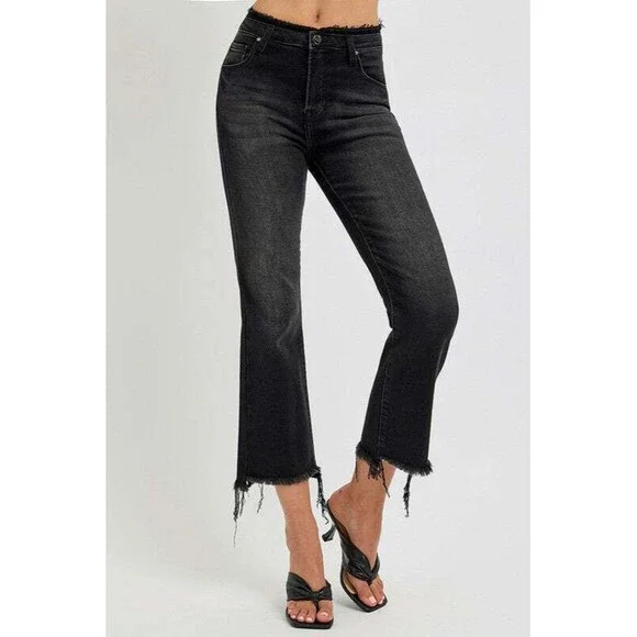 RISEN Raw Hem Cropped Flare Jeans NWT - Picture 4 of 4